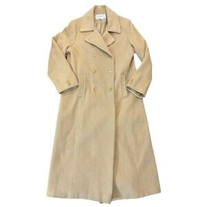 Vintage Chadwick’s 100% Wool Coat Sz 14 Double Breasted Tan Camel 48” Long